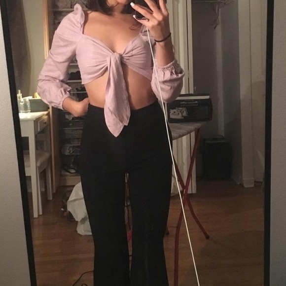 Cutest pastel purple front tie top - Picture 2 of 4